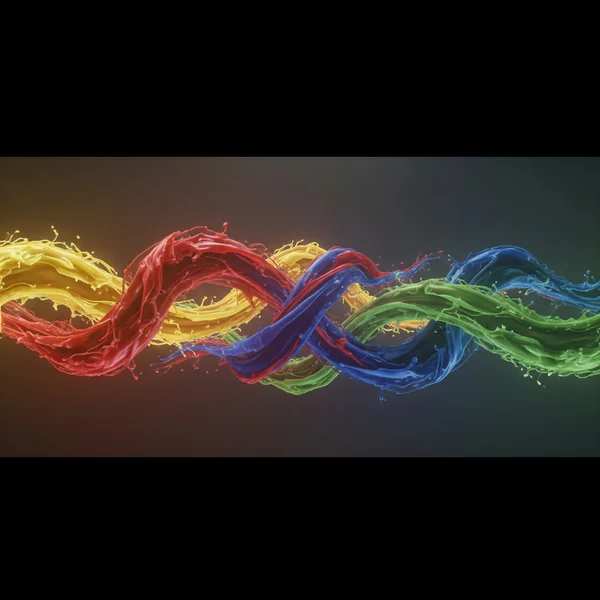 Abstract art of the four temperaments as colored streams.