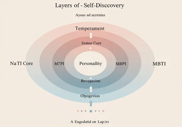 Diagram showing self-discovery layers: temperament, personality, MBTI.