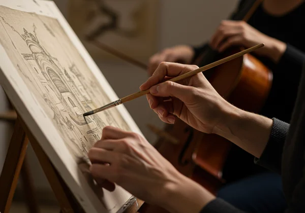 Hands creating art, symbolizing melancholic artistic talent