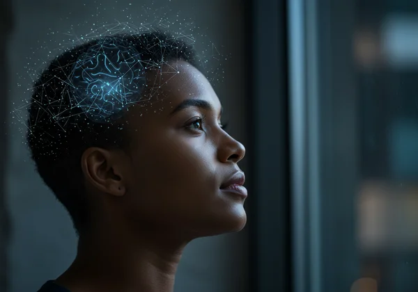 Person lost in deep thought, reflecting introspectively